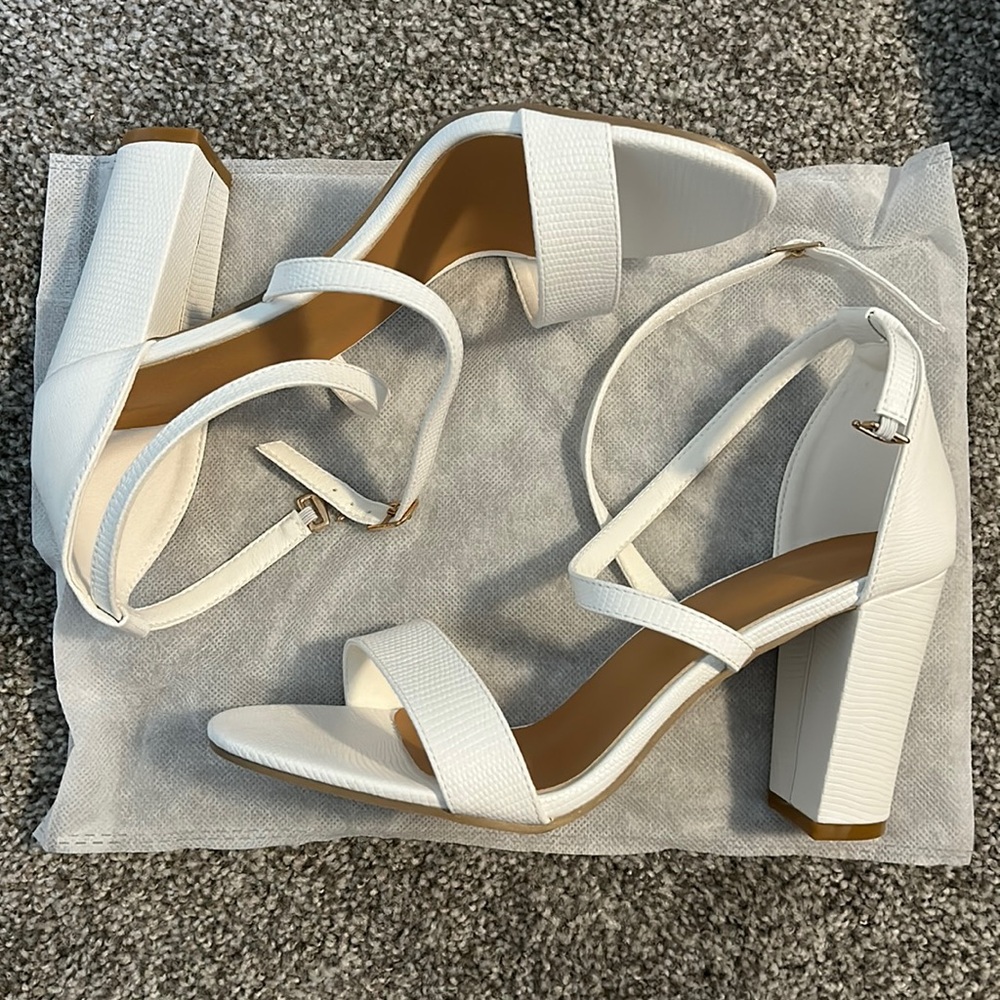 Lizard Embossed Heeled Ankle Strap Sandals